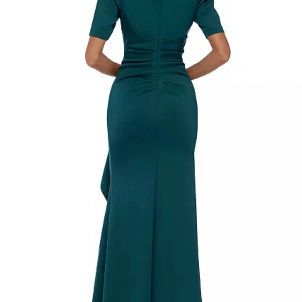 XSCAPE HUNTER GREEN  RUCHED A-LINE GOWN SIZE 6 - Picture 2 of 5